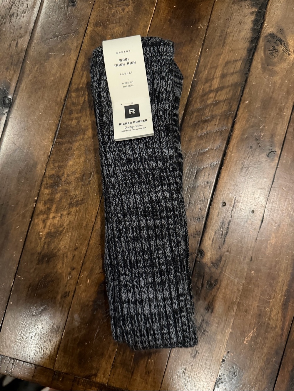 Richer Poorer Women's Black & Gray Marled Thigh-High Casual Socks
